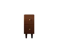 Narrow Solid Wood Nightstand, Mid Century Modern Bedside Table with 2 Drawers, Small Storage Cabinet Accent Sofa Side for Spaces, Bedroom(25x35x50cm(10x14x20inch), Walnut)