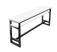 Narrow Solid Wood Pub Table - High Counter Height Dining Table with Metal Base for Kitchen Small Living Room & Restaurant - White Double 100x30x105cm