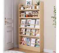 Narrow Space-Saving 5-Tier Wooden Bookcase - 120cm Free Standing Bookshelf for Small Spaces Fits Behind Door Ideal for Study Room & Home Office Storage.