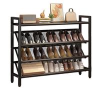 Narrow Space Saving Shoe Rack Adjustable Metal Shoe for Small Spaces & Corners Perfect for Hallways Entrances Behind Doors & Closets (Black 90x)