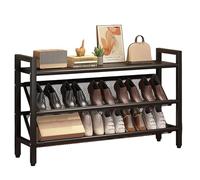 Narrow Space Saving Shoe Rack Independent Metal Shoe for Small Spaces & Corners Ideal for Hallways Entries Behind Doors & Cabinets (Black 90x)