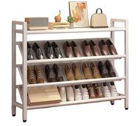 Narrow Space Saving Shoe Rack Slim Metal Stand for Small Spaces & Corners Ideal for Hallways Entrances Behind Doors & Closets (White 90x)