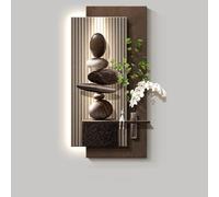 Narrow Space Vertical Wall Decor Set for Small Home Hanging Paintings, 3d Art Painting with Led Light, Modern Luxury, Entrance Murals for Entryway, Living Room, Hallway(Brown2,60 * 120cm/23.6 * 47.2