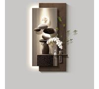 Narrow Space Vertical Wall Decor Set for Small Home Hanging Paintings, 3d Art Painting with Led Light, Modern Luxury, Entrance Murals for Entryway, Living Room, Hallway(Brown1,60 * 120cm/23.6 * 47.2