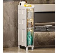 Narrow Stackable Storage Bins with Wheels 3/4/5 Tier Multi-Functional Plastic Drawers for Bathroom Space-Saving Independent Floor Unit.