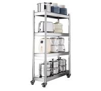 Narrow Stainless Steel Rolling CartMultiUse Kitchen & Bathroom Shelves 3/4/5 Tier Storage for Small Spaces Perfect for Refrigerators & Organizing Essentials