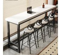 Narrow standing table - dining table at counter height for pub kitchens cafes and living rooms - space saving design with white steel frame (140 x 40 x 105 cm)