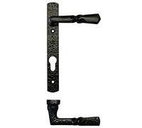 Narrow Style Multi Point Door Handle 92mm Euro Profile in Black Antique FF45