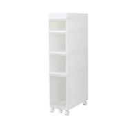 Narrow Tall Bathroom Storage Cabinet, Vertical 4-Drawer Unit with Casters, Space-Saving Organizer for Small Spaces - Slim Freestanding Dresser Tower