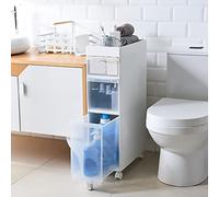 Narrow Tall Bathroom Storage Cabinet, Vertical 4-Drawer Unit with Casters, Space-Saving Organizer for Small Spaces - Slim Freestanding Dresser Tower
