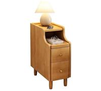 Narrow Tall Bedside Table with Drawers Slim Nightstand Chest in 2 Colors Wooden End Table for Bedroom Space-Saving Side Cabinet 25cm Width
