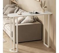 Narrow Tall Pub Table 47in Marble Top Counter Table with Iron e Rounded Corners for Kitchen Living Room Bistro & Entryway White Design