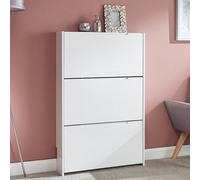 Narrow Tall Shoe Storage White 3 Doors 3 Shelves