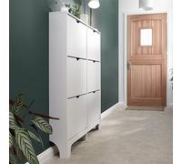 Narrow Tall Shoe Storage White 6 Doors 6 Shelves