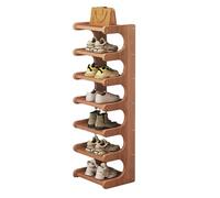 Narrow Tall Wooden Shoe Rack 7 Tier for Small Entryway or Corner Compact Storage Solution Stylish Multi Level Shoe Shelf Space Saving Design
