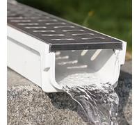 Narrow U-Shaped Drainage Channel with Metal Grate 60x10x15cm Trench Drain for Garden Driveway & Deck Resin Water Management System Storm Drain Solution