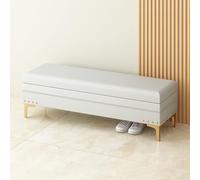 Narrow Upholstered Storage Bench for Bedroom & Living Room Wooden Ottoman Bed End Bench with Cushioned Seating Stylish Storage Solution for Small Spaces