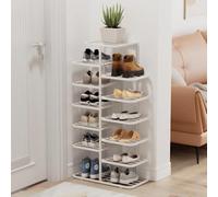 Narrow Veal Shoe Rack nizer - Space-Saving Freending Shoe Sto Cabinet with Metal e for Entryway, Hallway & Smals, Slish White, 19.3"x36.6"