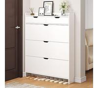 Narrow Vertical Shoe Storage Rack with 3 Drawers & Flip Doors Perfect Entryway Cabinet for Hallway Bedroom & Living Room Space Saving for Shoes.