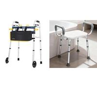 Narrow Walker for Small Spaces & Shower Chair for Elderly