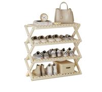 Narrow White Bamboo Shoe Rack - Multi-Layer Storage nizer, No Installation Required, Foldable, Easy to Carry, Strong Load Capacity for Entryway & Bedroom (50x25x68cm)
