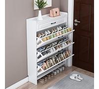 Narrow White Shoe Cabinet Hidden Shoe Storage Organizer for Entryway Bedroom & Living Room SpaceSaving Furniture Stylish Shoe Rack for Home