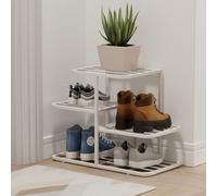 Narrow White Shoe Cabinet - Space-Saving for Hallway or Bedroom Closet - Vertical Storage Solution 49x37cm (19.3x14.6in) - Stylish & Efficient Design