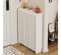 Narrow White Shoe Cabinet with 3 Folding Drawers Entryway Storage Organizer for Home or Office (Width: 17cm/24cm) Stylish and Space Saving Design
