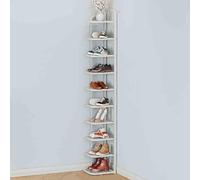 Narrow White Shoe Rack - Multi-Tier Metal Shoe Organizer for Entryway Hallway & Bedroom - Stylish Space-Saving Storage with Open Shelves (27 x 26 x 65 cm)