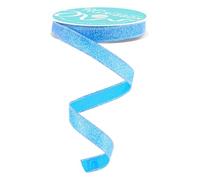 Narrow Wired Glitter Ribbon for Bows, Wreaths, Garlands, Gift Wrap, Crafts, and Decorations (Blue, 5/8" x 10 Yards) - - Spring, Summer, Easter, Holidays
