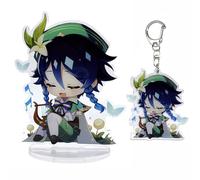 narukami Genshin Impact Cute Character Acrylic Figure Stand and Keychain Set for Game Player or Fans, Venti, Medium