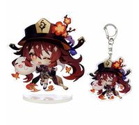 narukami Genshin Impact Cute Character Acrylic Figure Stand and Keychain Set for Game Player or Fans, Hu Tao, Medium