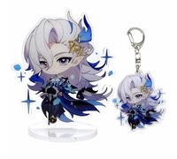 narukami Genshin Impact Cute Character Acrylic Figure Stand and Keychain Set for Game Player or Fans, Neuvillette, Medium