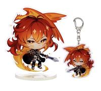 narukami Genshin Impact Cute Character Acrylic Figure Stand and Keychain Set for Game Player or Fans, Diluc, Medium