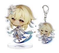 narukami Genshin Impact Cute Character Acrylic Figure Stand and Keychain Set for Game Player or Fans, Lumine, Medium