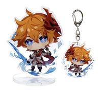 narukami Genshin Impact Cute Character Acrylic Figure Stand and Keychain Set for Game Player or Fans, Tartaglia, Medium