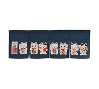 NARUMI 鸣海 Noren (Japanese Curtain) seven Beckoning Cat/Maneki Neko 17-507 85×30cm from Japan