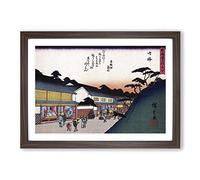 Narumi Town by Utagawa Hiroshige Framed Print | A2 Walnut Framed Wall Art | Ready to Hang | Asian Nature Picture | Living Room Bedroom Lounge Office