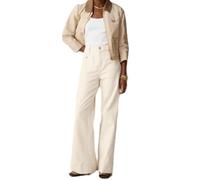 NARUPE Womens Straight Leg Jeans, Stretchy Jeans for Women,Tummy Control Sailor Wide Leg Trouser, Jeans with Pocket (White,L)