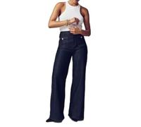 NARUPE Womens Straight Leg Jeans, Stretchy Jeans for Women,Tummy Control Sailor Wide Leg Trouser, Jeans with Pocket (Dark Blue,M)