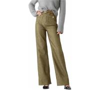 NARUPE Womens Straight Leg Jeans, Stretchy Jeans for Women,Tummy Control Sailor Wide Leg Trouser, Jeans with Pocket (Green,L)