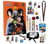 Naruto Advent Calendar 2025 Stationery and Accessories Anime Christmas Countdown Calendar with Pens Lanyard Keyring Erasers Patches Badge (Orange)