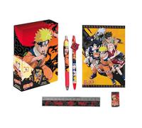 Naruto Boys Stationery Set, Includes Notebook, Ruler, Pencil, Ballpoint Pen and Gift Box, Stationery Set for Kids