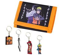Naruto Boys Wallet and Keyrings for Kids - Mini Figures 6 Keychains or Wallet and Keyrings Gift Set - Kids Anime Gifts (Multi Wallet/Keyrings)