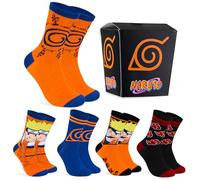 NARUTO Mens Socks Pack of 5 Crew Socks for Men Teenagers Soft Breathable Work Sports Casual Size 7-12 Gifts for Him