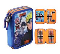 Naruto Pencil Case with Stationery Included School Supplies Filled Large Pencil Case 2 Compartments Colouring Pencils Mini Notebook Boys Stationery Set Anime Gifts for Boys