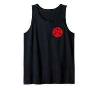 Naruto Shippuden Front and Back Sasuke Sharingan Anime Tank Top, Men, Black, Large