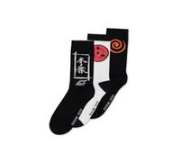 Naruto Shippuden Sasuke Symbol Crew Socks 3Pk Male 43/46 Black/White CR206027NRT