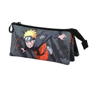Naruto Shuriken-FAN Triple Pencil Case 2.0, Grey, 23 x 11 cm