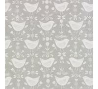 Narvik Grey Bird Scandinavian Oilcloth Wipe Clean Tablecloth 134cm x 220cm Rectangle (53" x 87")